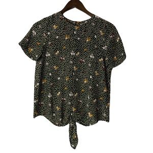 Madewell Dark Green Floral Silk Blouse Size XS